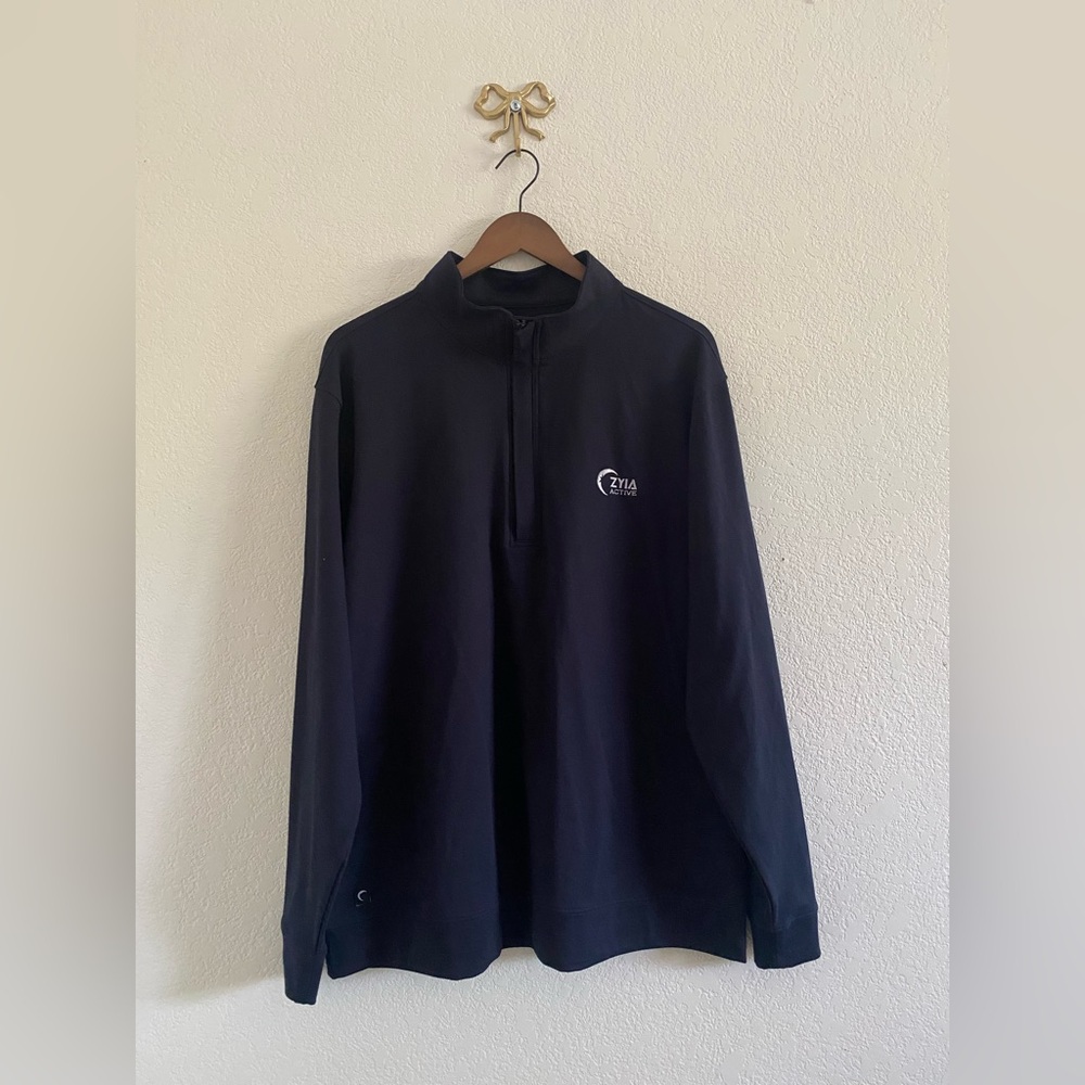 Zyia Active Mens Navy 1/4 Zip Pullover Shirt Long Sleeve Size XL Sports